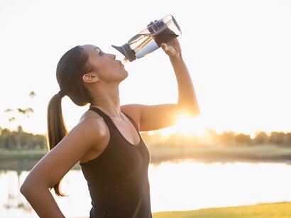 woman drinking water