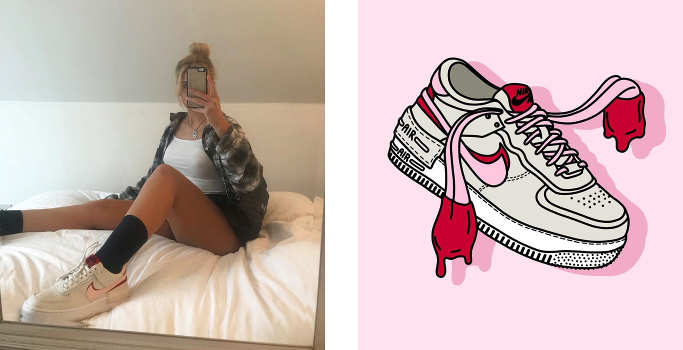 air force 1 on foot and illustration