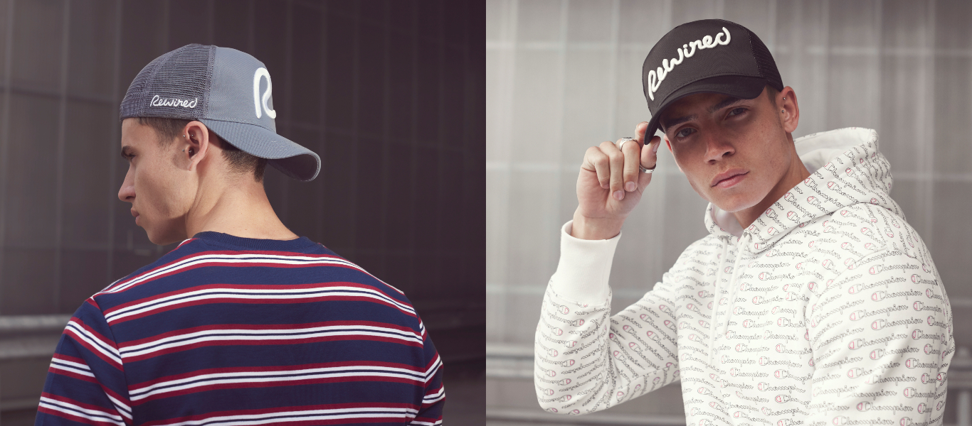 rewired cap in grey and black